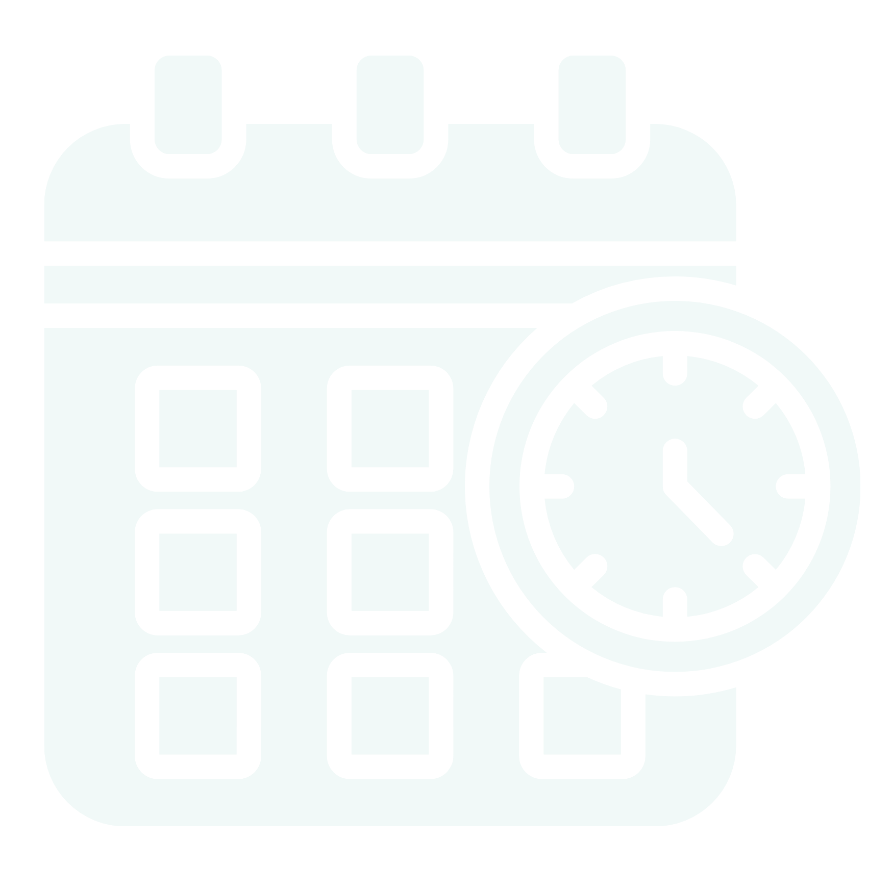 Calendar with a clock overlay, indicating scheduling or time management.